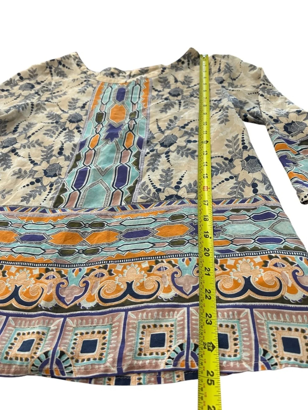 Anthropologie Maeve Sydney Silk Boho Button-up Tunic Multicolor Top size 6 - Picture 7 of 11